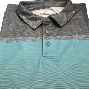 Grand Slam XXLT Golf Polo Shirt Gray Aqua Blue Moisture Wicking Performance